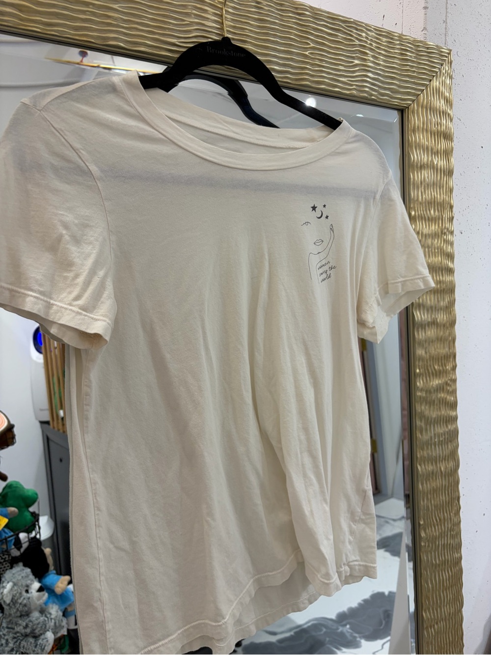 MATE the Label Cream Short-Sleeve Tee with Minimal Line Graphic